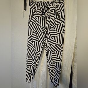 Black and White Geometric Women's Pants